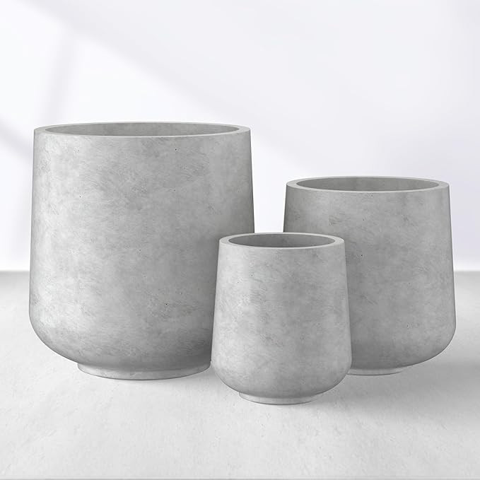 Kante 15.3"+11.6"+8.2" Dia Round Concrete Planter, Large Outdoor Indoor Planter Pots Containers w... | Amazon (US)