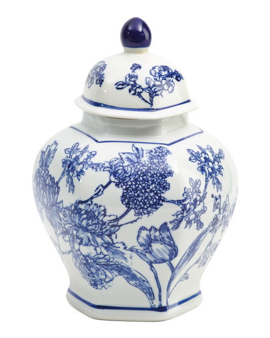 10in Floral Chinoiserie Ceramic Jar With Lid | Marshalls