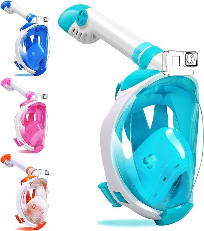 MAN NUO Full Face Snorkel Mask Kids[2021 Upgraded] Snorkeling Gear with Foldable Panoramic View&L... | Amazon (US)