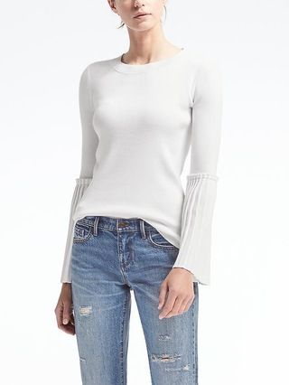 Fluted Pleat-Sleeve Sweater Top | Banana Republic US
