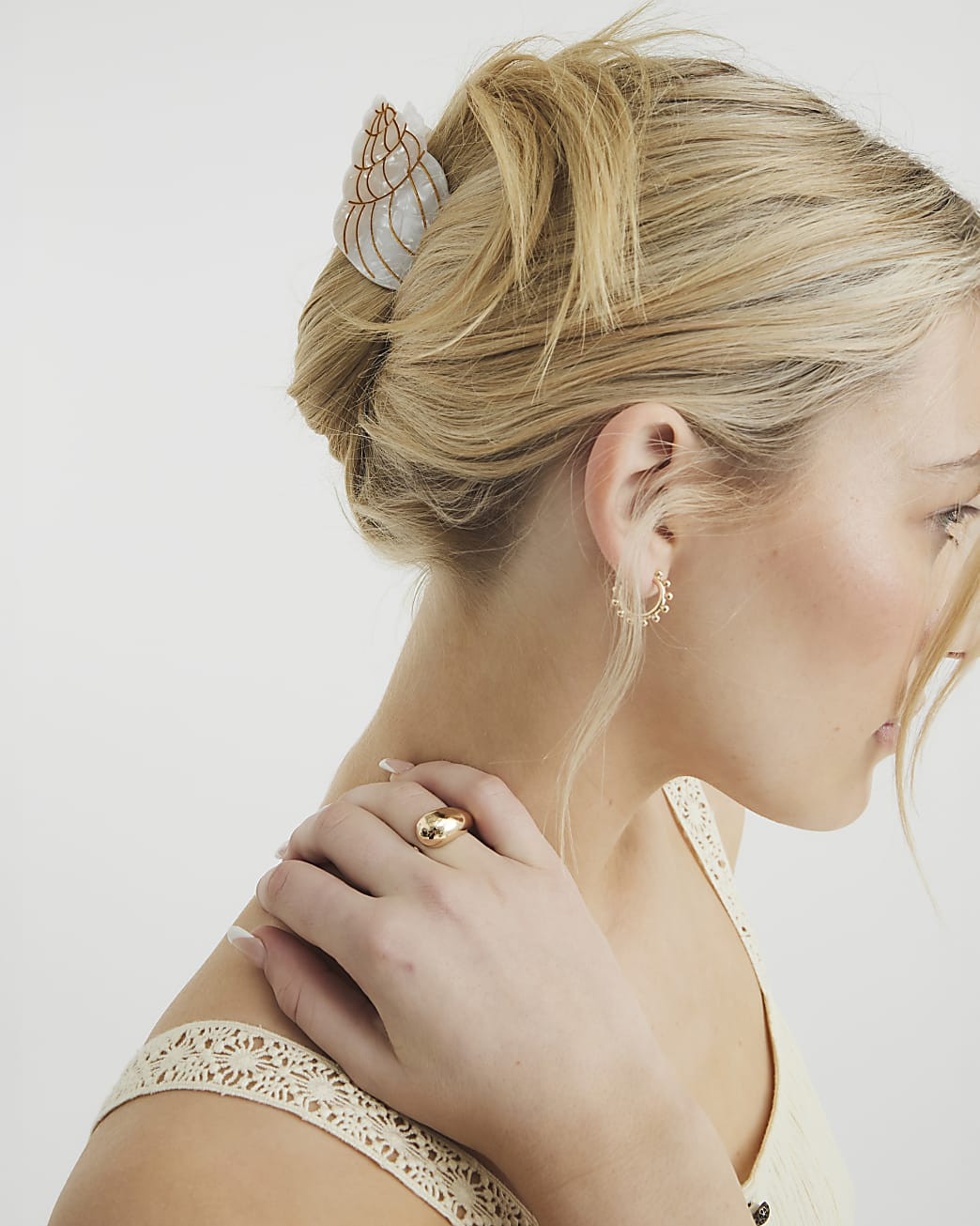 Cream Pearl Shell Claw Clip | River Island UK & IE