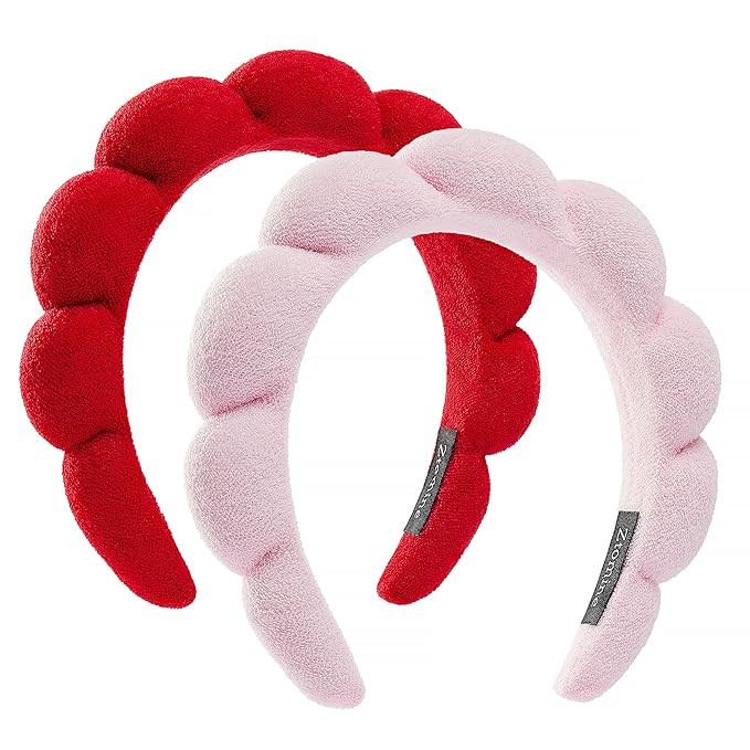 Spa Headbands, Set of 2, Terry Cloth Headband Face Wash Headband Combo Pack - Puffy Makeup Headba... | Amazon (US)