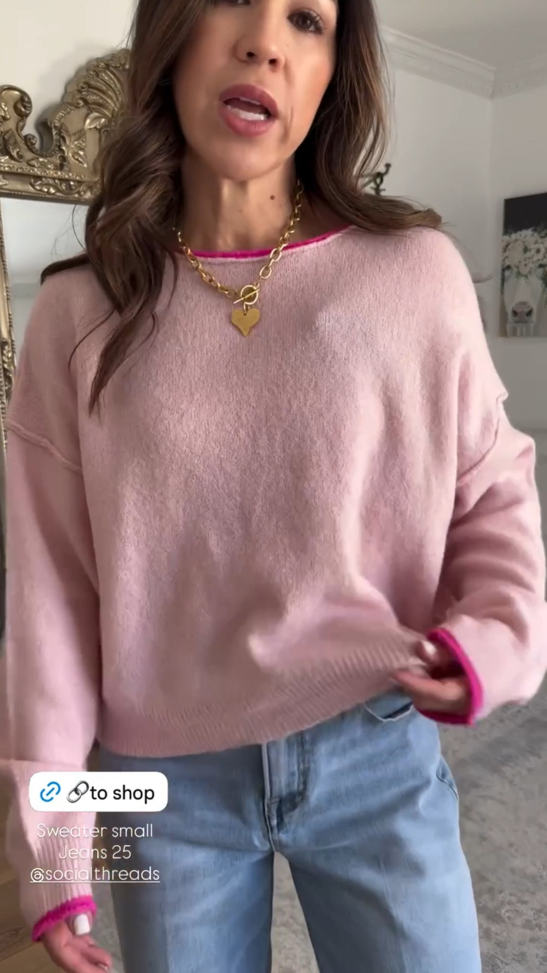 Small sweater, 25 barrel jeans

#LTKFindsUnder100 #LTKOver40