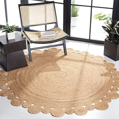 Safavieh Natural Fiber Round Collection NFB307A Handmade Boho Country Charm Jute Area Rug, 6' x 6... | Amazon (US)