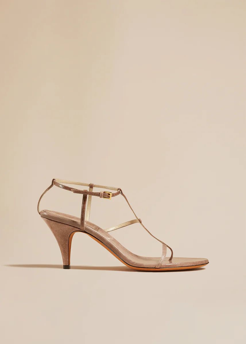 The Jones Heel Sandal in Mud Crinkled Leather | Khaite