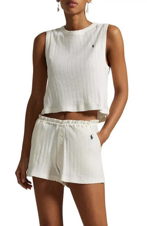 Polo Ralph Lauren Logo Detail Cotton Short Pajamas in Egret at Nordstrom, Size X-Small | Nordstrom