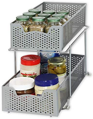 Sorbus 2 Tier Under the Sink Organizer Baskets with Mesh Sliding Drawers —Ideal for Cabinet, Co... | Amazon (US)