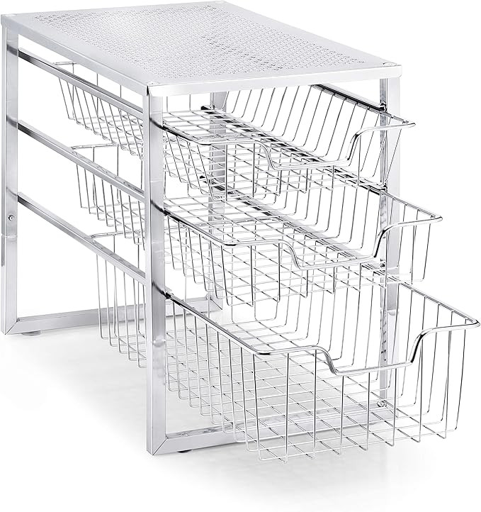 Simple Trending 3-Tier Under Sink Organizer with Sliding Storage Drawer, Cabinet Organizer for Ki... | Amazon (US)