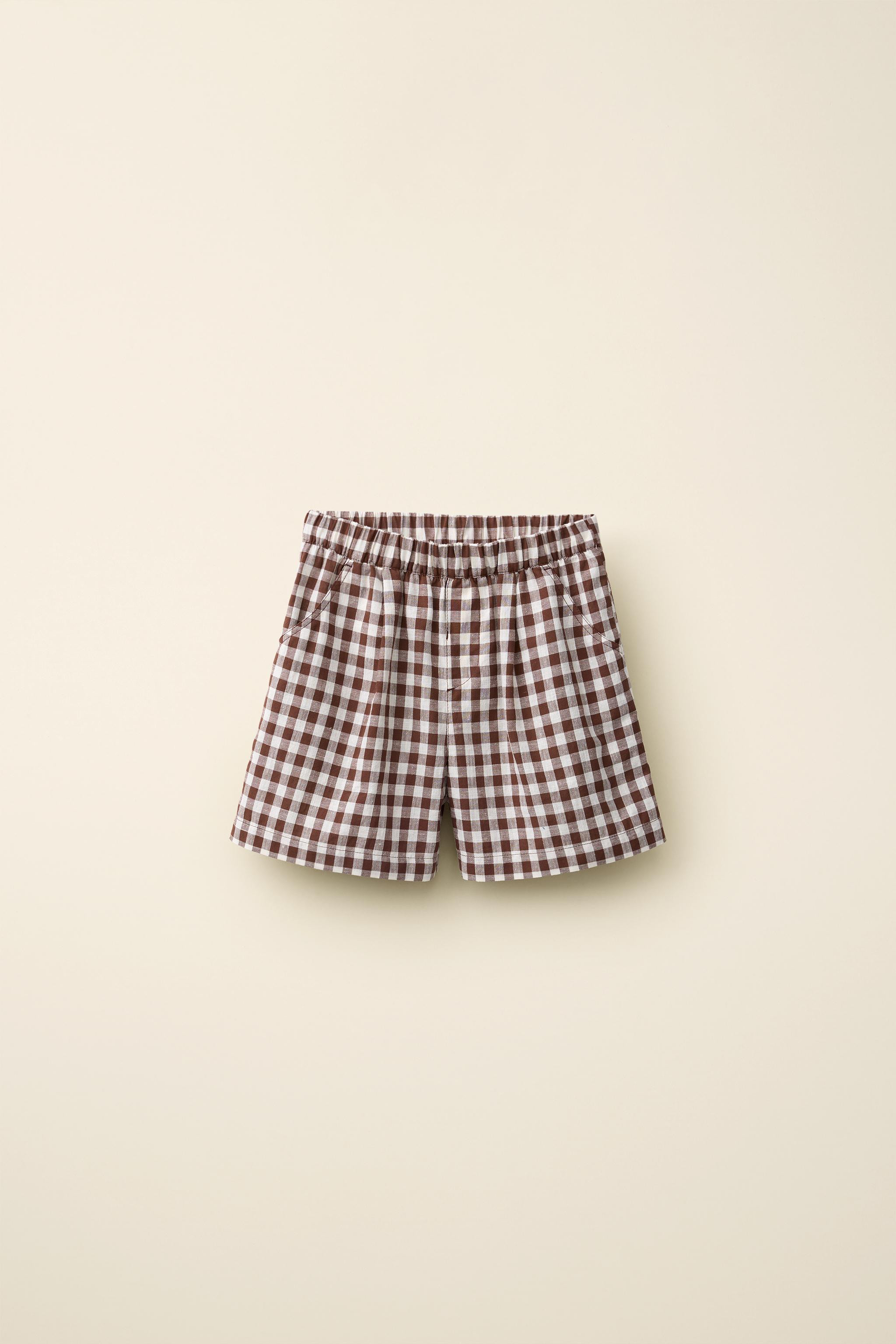 COTTON LINEN GINGHAM SHORTS CREATED BY CARAMEL LONDON X ZARA | Zara US
