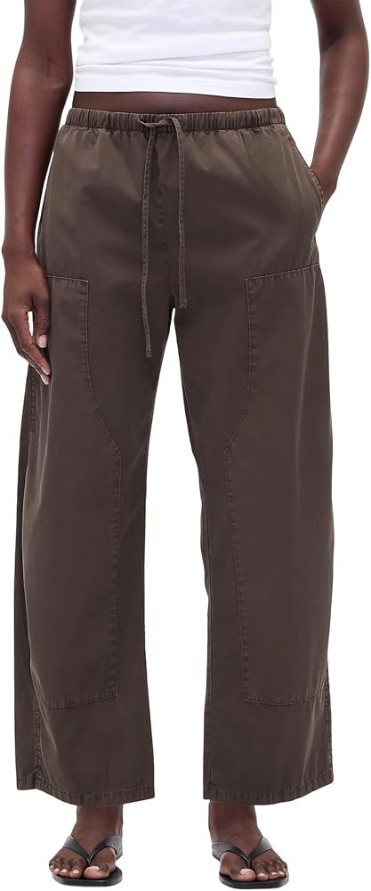 Barrel Pants Womens Double Knee Drawstring Waist Baggy Wide Leg Trousers Cotton Wash Casual Hikin... | Amazon (US)