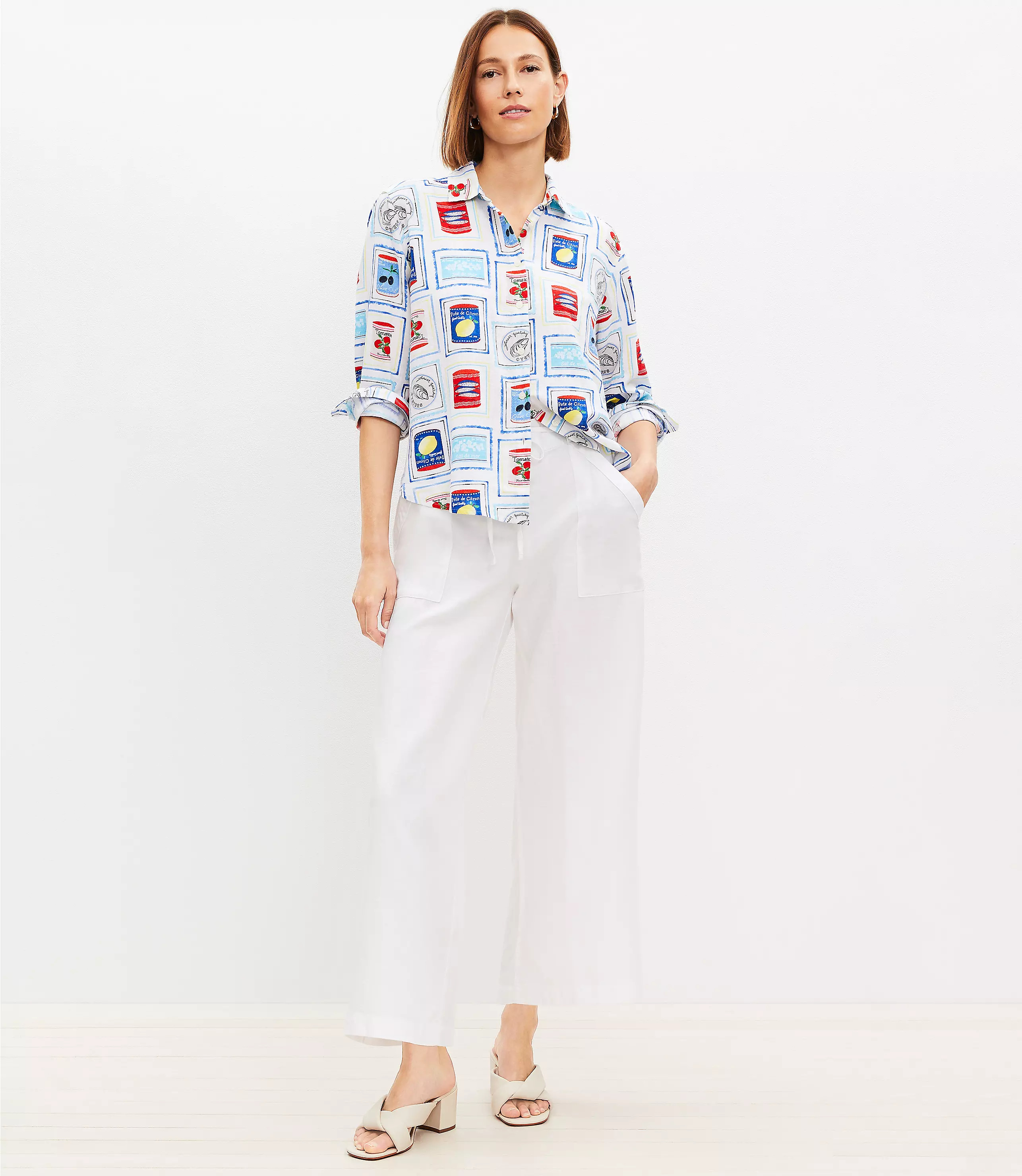 Pull On Linen Cotton Wide Leg Pants | LOFT