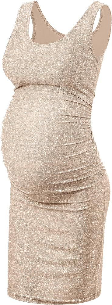 Women's Maternity Sleeveless Dresses Side Ruching Bodycon Dress for Baby Shower or Daily Wearing | Amazon (US)