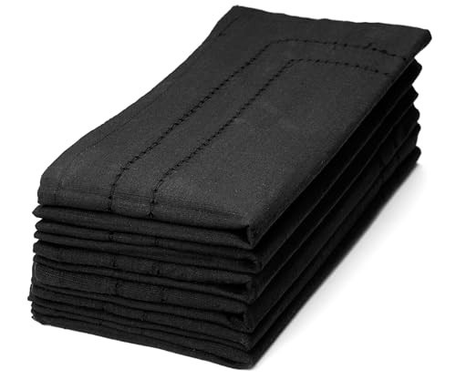 Black Cloth Napkins, 100% Cotton, ‎‎Set of 6 Cotton Hemstitch Cloth Dinner Napkin, Soft, Farmhouse Dinner Napkin Washable for Weddings Napkins, Linen, Everyday Use 20x20 | Amazon (US)