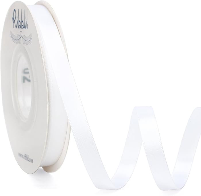 Ribbli Double Faced White Satin Ribbon,3/8” x Continuous 25 Yards,Fabric Ribbon use for Bows Bo... | Amazon (US)