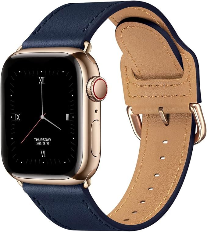 POWER PRIMACY Leather Bands Compatible with Apple Watch Band 38mm 40mm 41mm 42mm 44mm 45mm 49mm,G... | Amazon (US)