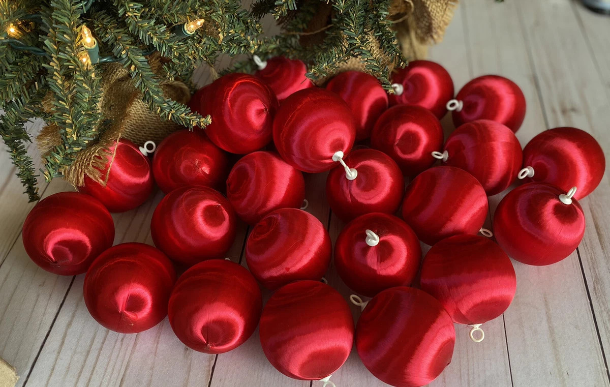 Vintage Ornaments Red Spun Silk Satin Christmas Balls Unbreakable 2.5" Lot of 27 | eBay US