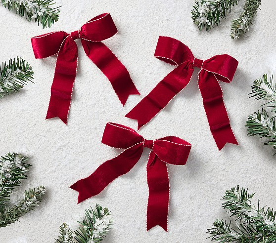 Oversized Red Velvet Bow Tree Clips (7"), Set of 3 | Pottery Barn Kids
