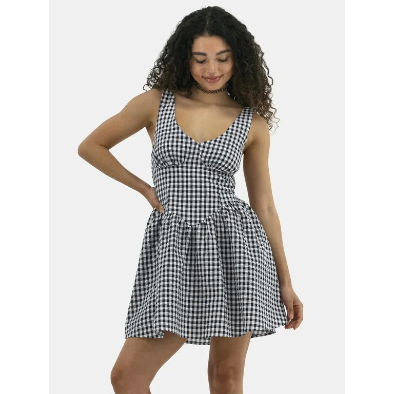 No Boundaries Cotton Fit and Flare Corset Dress, Women’s | Walmart (US)