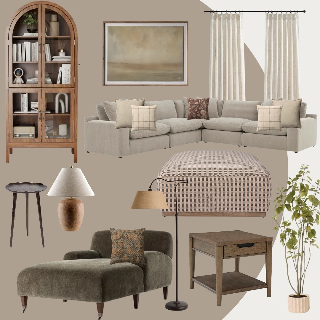 Living Room makeover
Sectional sofa, ottoman coffee table, chaise lounge, floor plant, table lamp, arched shelf

#LTKHome