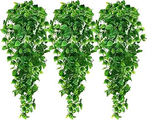 Ageomet 3pcs Artificial Hanging Plants, 3.6ft Fake Ivy Vine for Wall House Room Indoor Outdoor De... | Amazon (US)