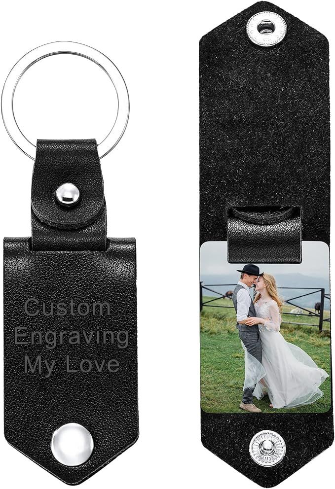 MeMeDIY Personalized Leather Keychain Gifts for Men Boyfriend Dad Husband Custom Photo Picture Da... | Amazon (US)