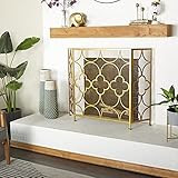 Deco 79 Contemporary Geometric Designed Metal Fireplace Screen, 50"W x 35"H, Gold | Amazon (US)