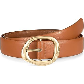 WHIPPY Leather Belt for Women Casual Waist Belt with Gold Buckle Fashion Ladies Belt for Jeans Pa... | Amazon (US)