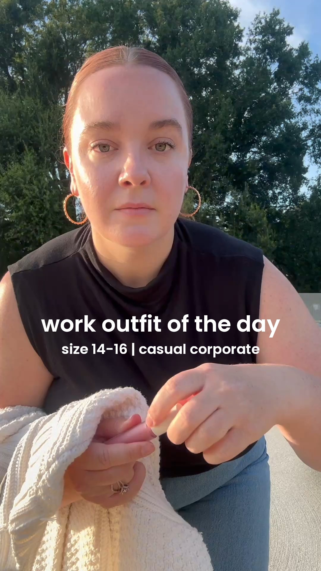 Casual corporate job workwear outfit of the day featuring a black mock neck tank, relaxed fit jeans and colorful pink adidas sneakers  

#LTKWorkwear #LTKMidsize #LTKPlusSize