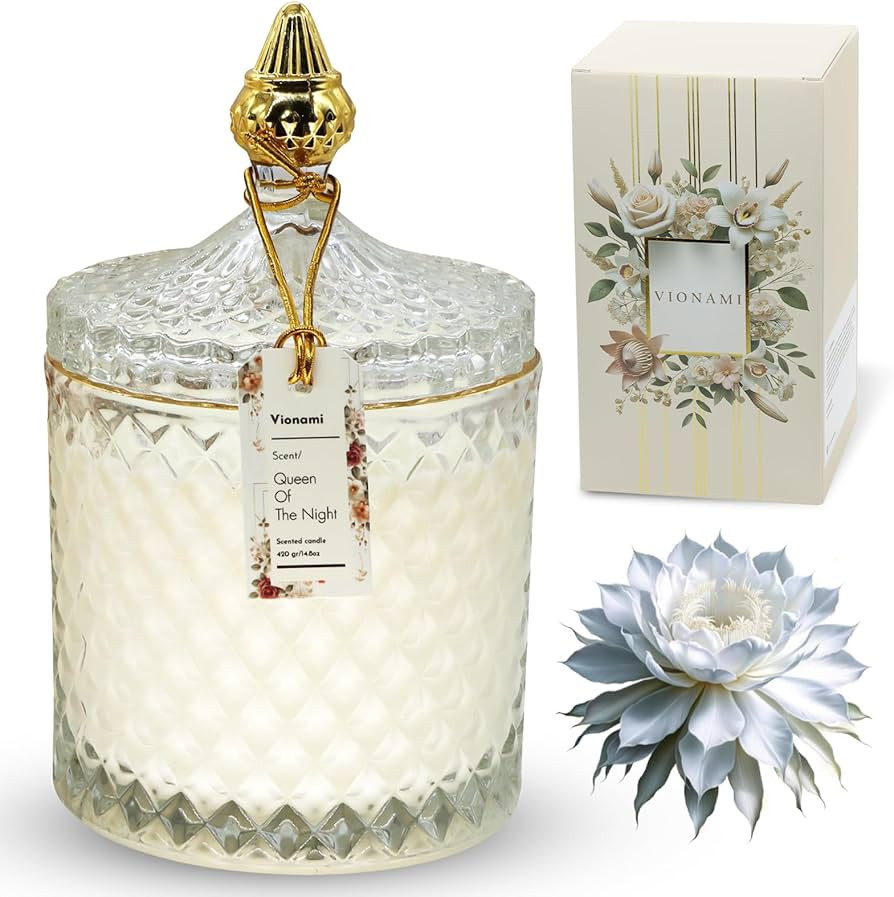 Luxury Scented Candle Gift – Queen Of The Night Rare Flower Fragrance in Elegant Glass Jar Chri... | Amazon (US)