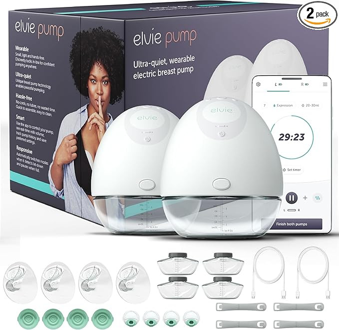 Elvie - Double, Wearable Breast Pump w/App - The Smallest & Quietest - Portable - Hands Free & Di... | Amazon (US)