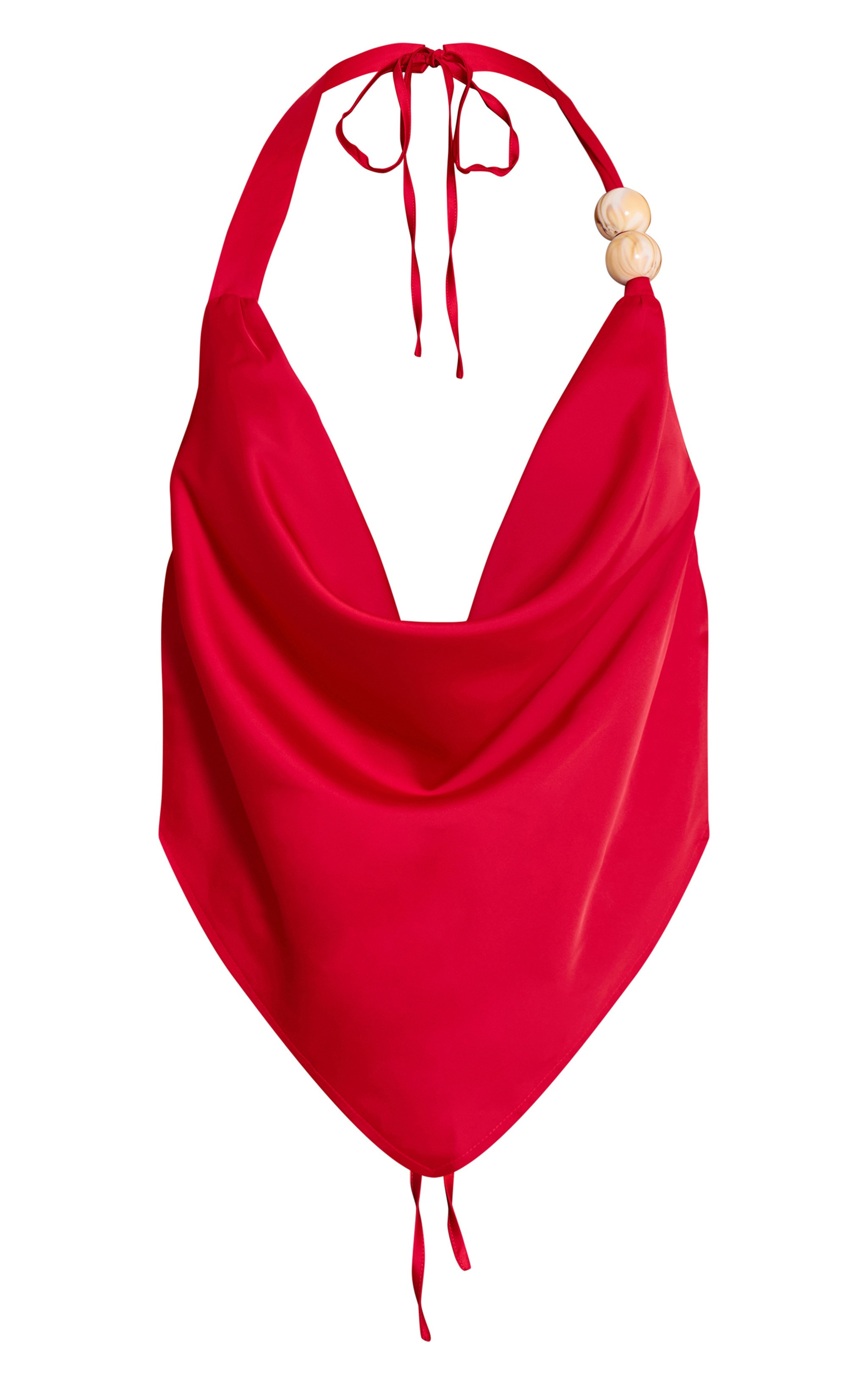 Red Satin Bead Detail Backless Top | PrettyLittleThing US