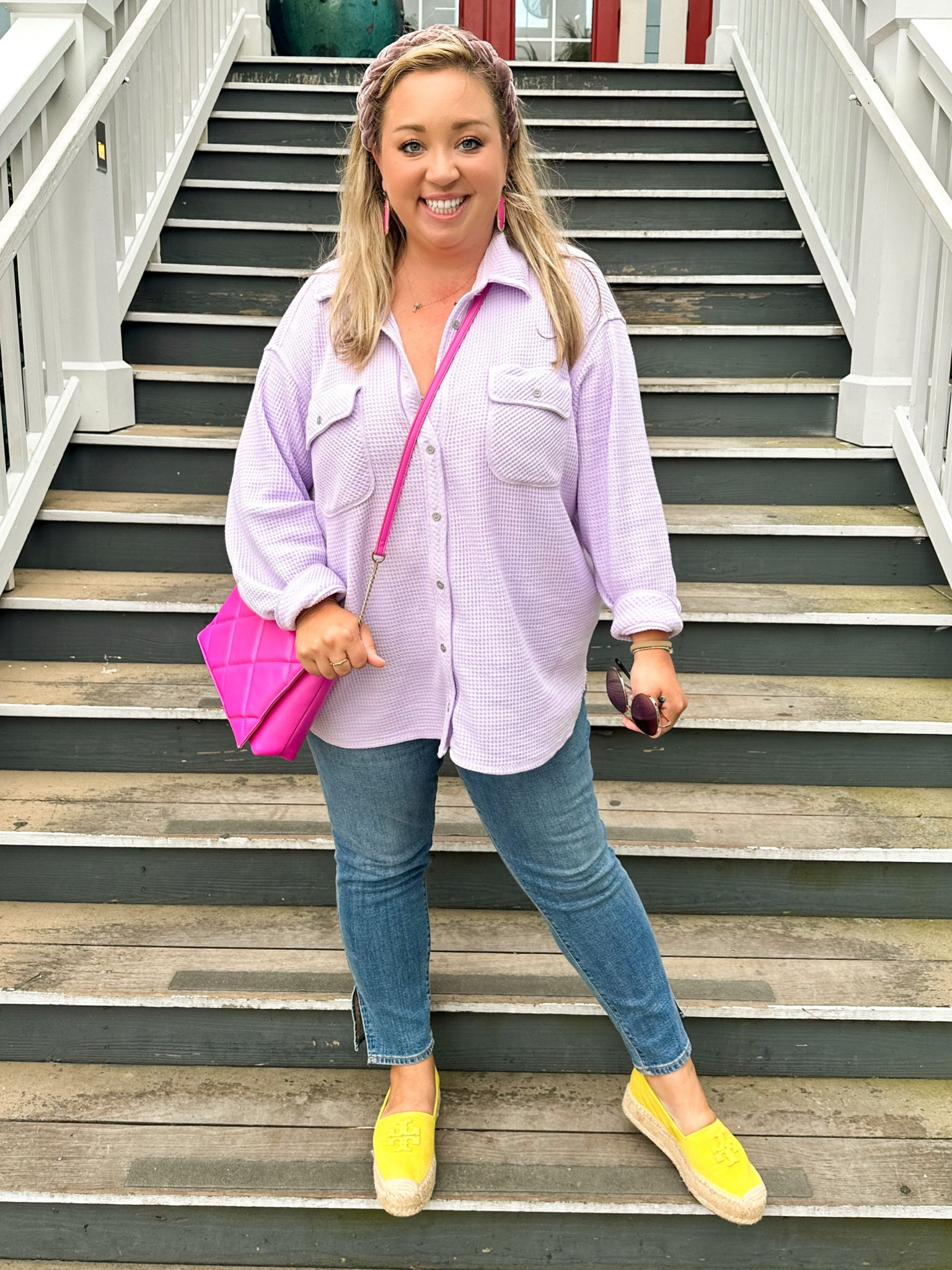 My casual spring ootd for happy hour and catching the sunset! Love this oversized waffle knit shirt! And these jeans are the best! All TTS! #ootd #springstyle #oldnavy 

#LTKFind #LTKcurves #LTKSeasonal