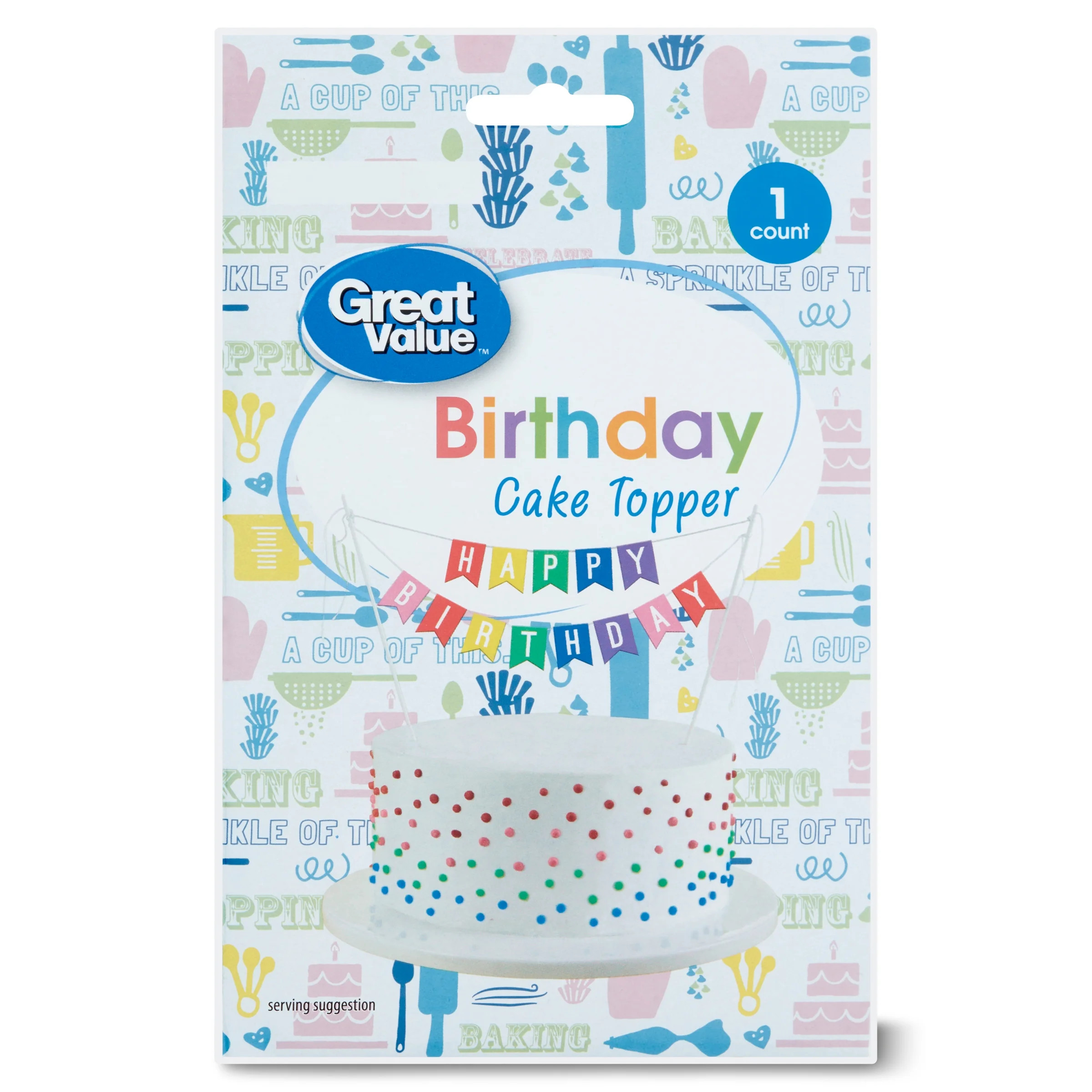 Great Value Happy Birthday Banner Cake Topper | Walmart (US)