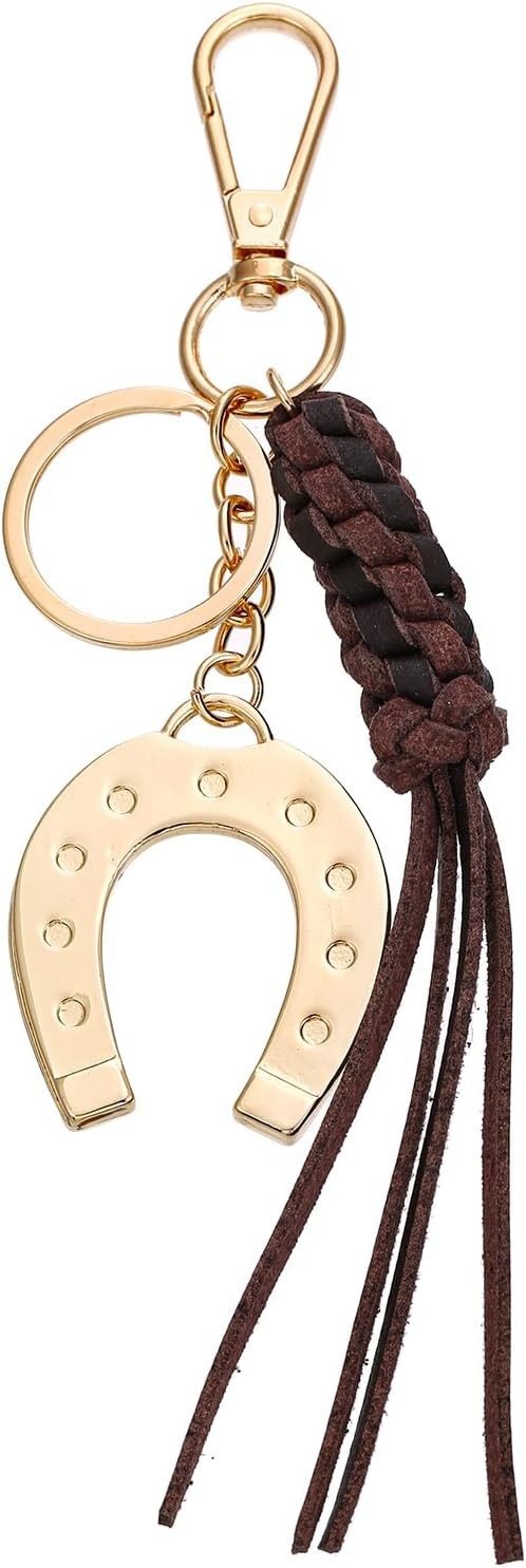 Horseshoe Keychain Western Cowgirl Lucky Keyring with handmade knot tassel for Keys Bags Accessor... | Amazon (US)