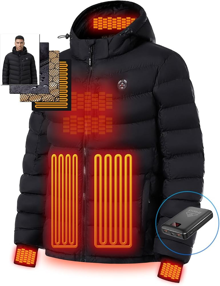 iHood Men's Heated Jacket With 12V Battery Pack-Insulated Lightweight Hooded Hand-Heating Electri... | Amazon (US)