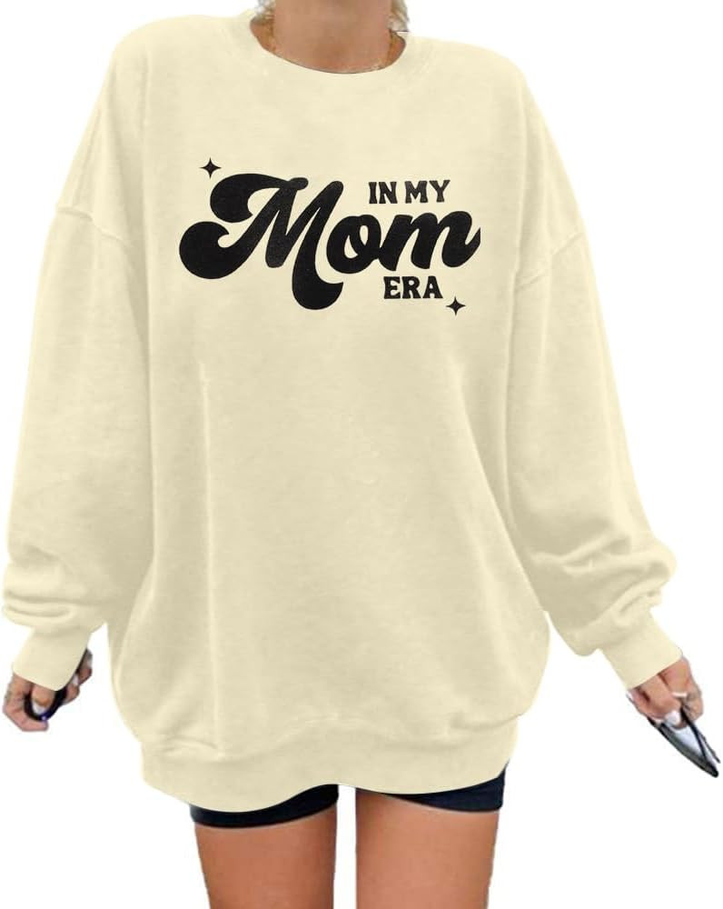 MYHALF Oversized Mama Sweatshirt Crewneck Mom Shirts Casual Letter Print Long Sleeve Pullovers To... | Amazon (US)