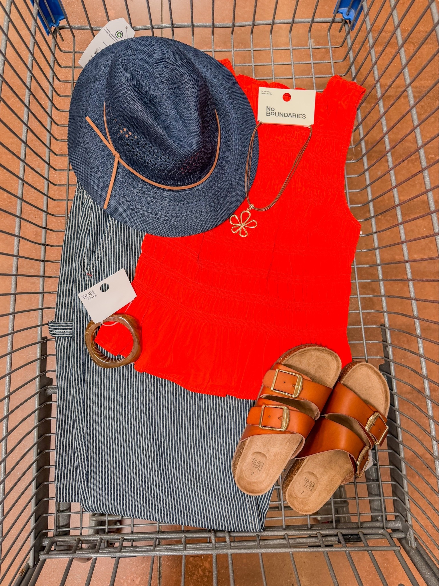 The color combination on this one is so good ❤️ Navy stripes, warm tan accessories, and a pop of coral make this look feel way more boutique than Walmart prices.

#LTKootd #LTKgrwm #LTKSeasonal