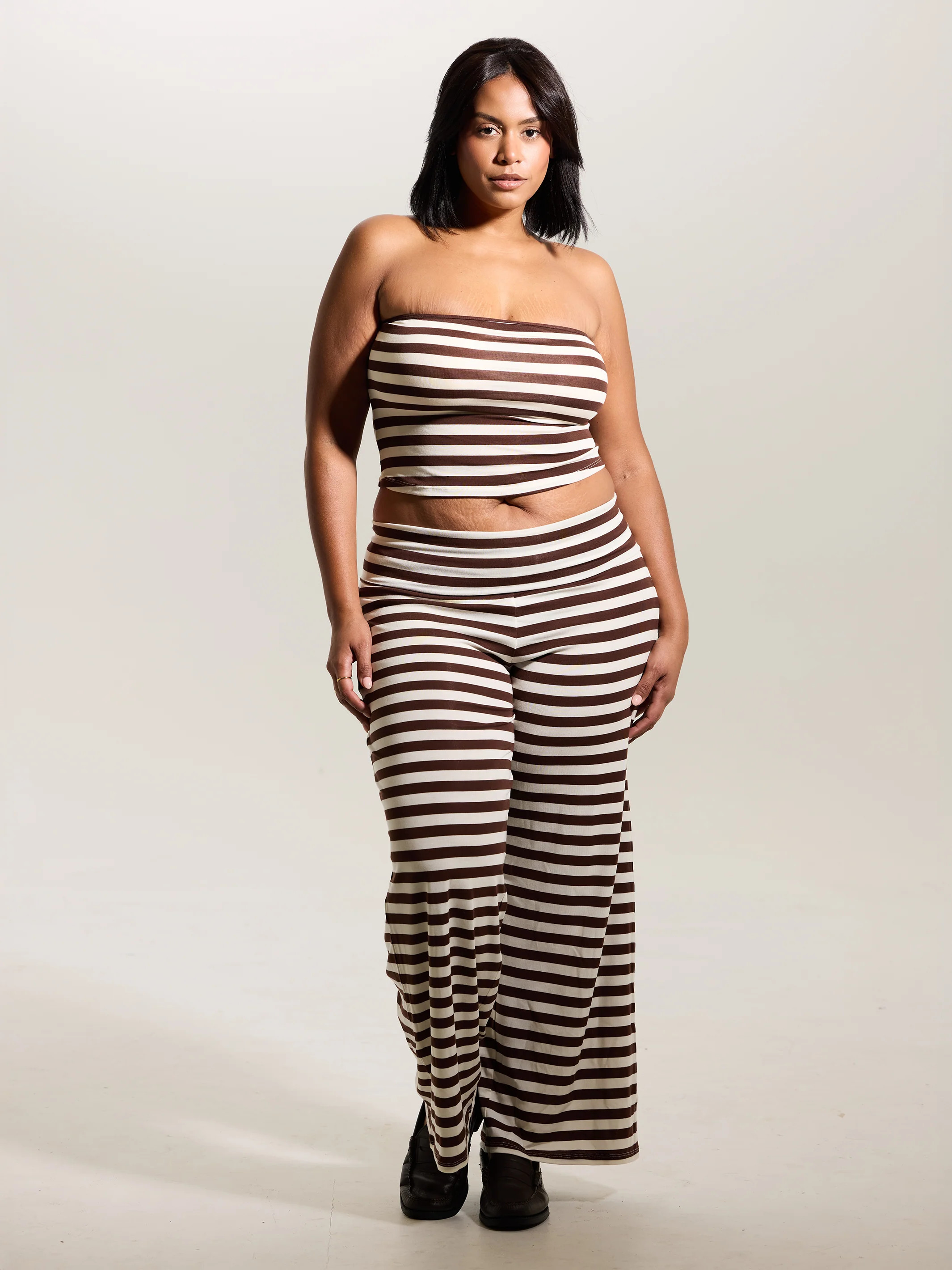 Striped Tube Top Mid Length | Klassy