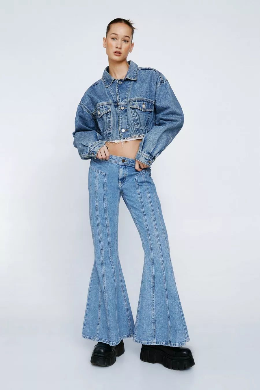 Petite City Scouts Mid Rise Flare Jean | Nasty Gal UK (+IE)