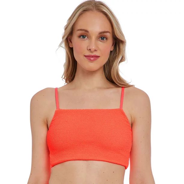 Cyn & Luca Juniors Casey Pucker Crop Top Bikini Top | Walmart (US)