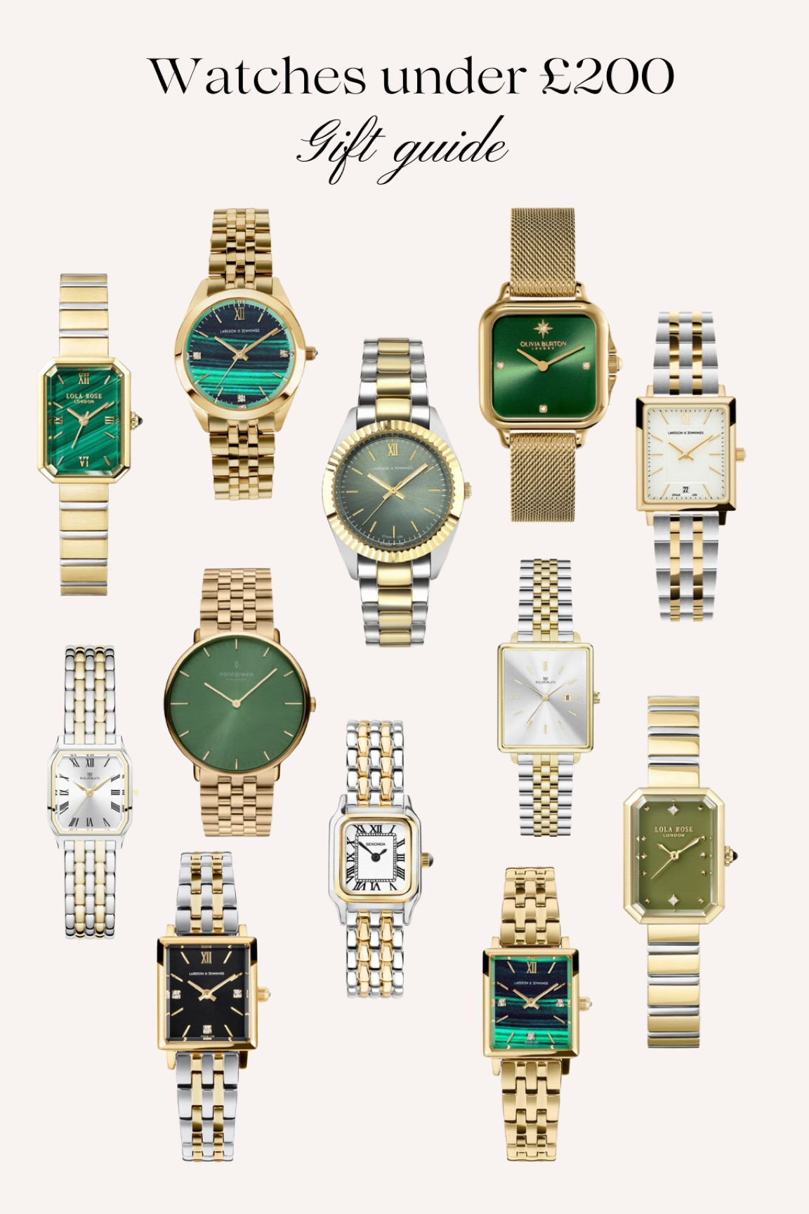 Watches under £200 
Brands shown: 
Waldor & Co 
Nordgreen
Lola Rose
Sekonda
Larsson and Jennings
Olivia Burtin 


#LTKSeasonal #LTKHolidaySale #LTKGiftGuide