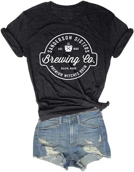 Beopjesk Womens Sanderson Sisters Brewing Co Shirts Fall Halloween Graphic Tees Tops | Amazon (US)