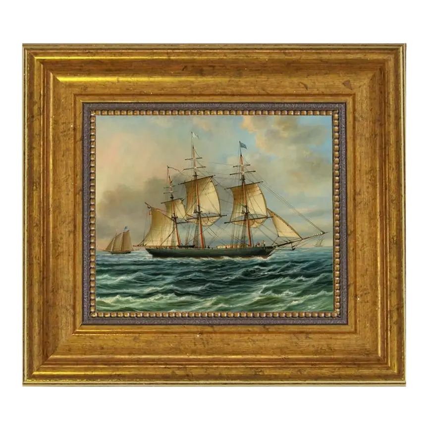 "Baltimore Clipper" Contemporary Nautical Reproduction Print on Canvas, Framed | Chairish