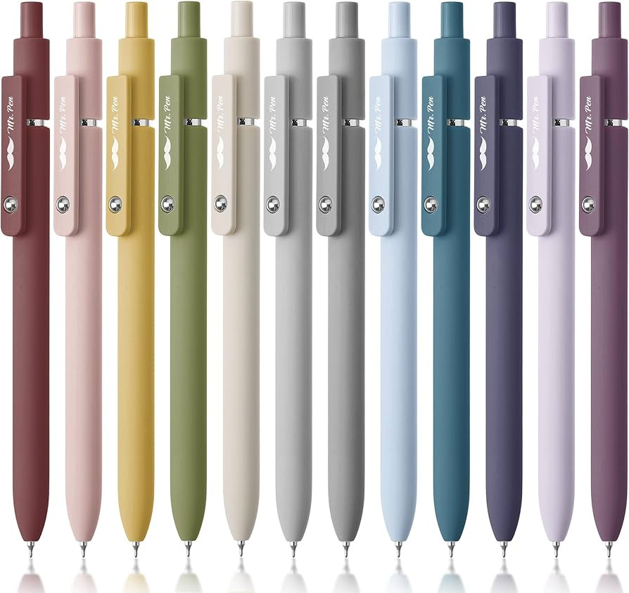 Mr. Pen- Retractable Gel Pens, 12 Pack, Morandi and Vintage Barrels, Fast Dry, Black Gel Pens Fin... | Amazon (US)