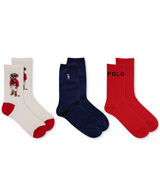 Polo Ralph Lauren Women's 3-Pk. Polo Player Bear Trouser Socks Gift Box 79372BX - Macy's | Macy's