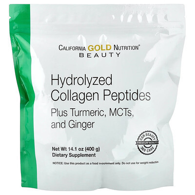 California Gold Nutrition, Hydrolyzed Collagen Peptides with Turmeric, MCT, and Ginger, 14.1 oz (400 g) | iHerb