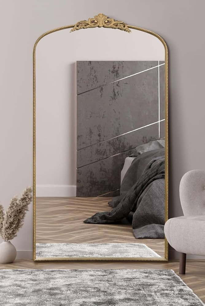 MirrorOutlet The Crown - Gold Metal Framed Classic Arched Wall Mirror with Feature Crown 68" X 38... | Amazon (UK)