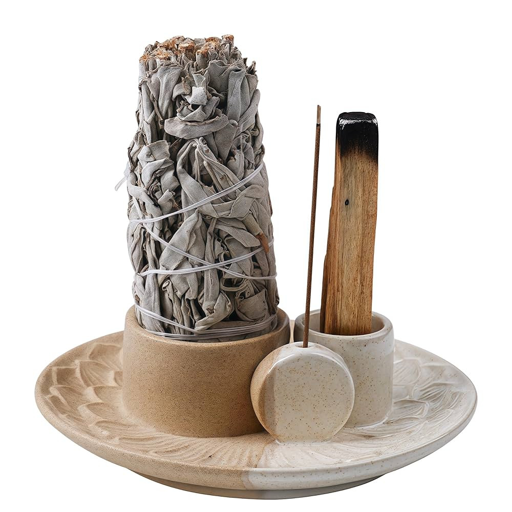 4 in 1 Incense Holder, Ceramic Incense Stick and Palo Santo Holder,Sage Holder for Burning- 5.5" ... | Amazon (US)