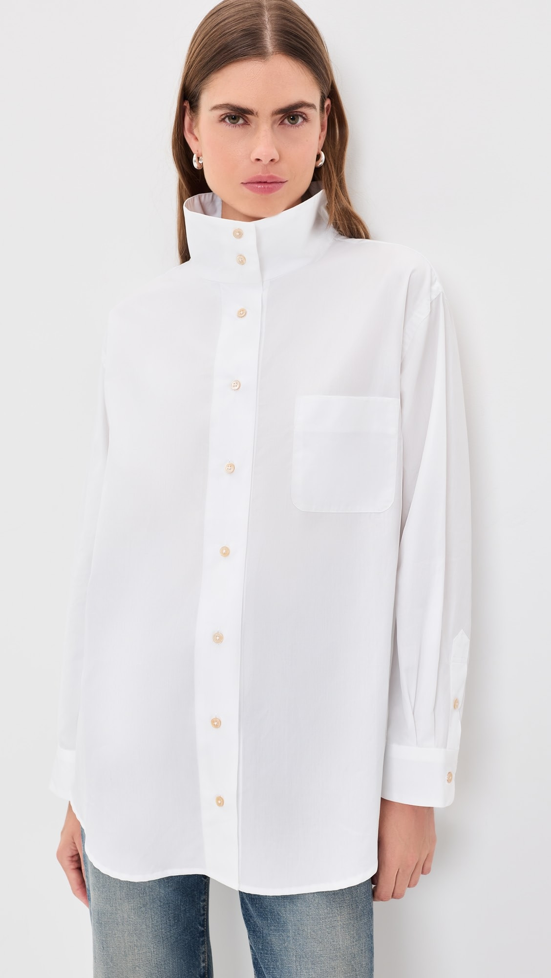 Tall Collar Boyfriend Button Up Shirt | Shopbop
