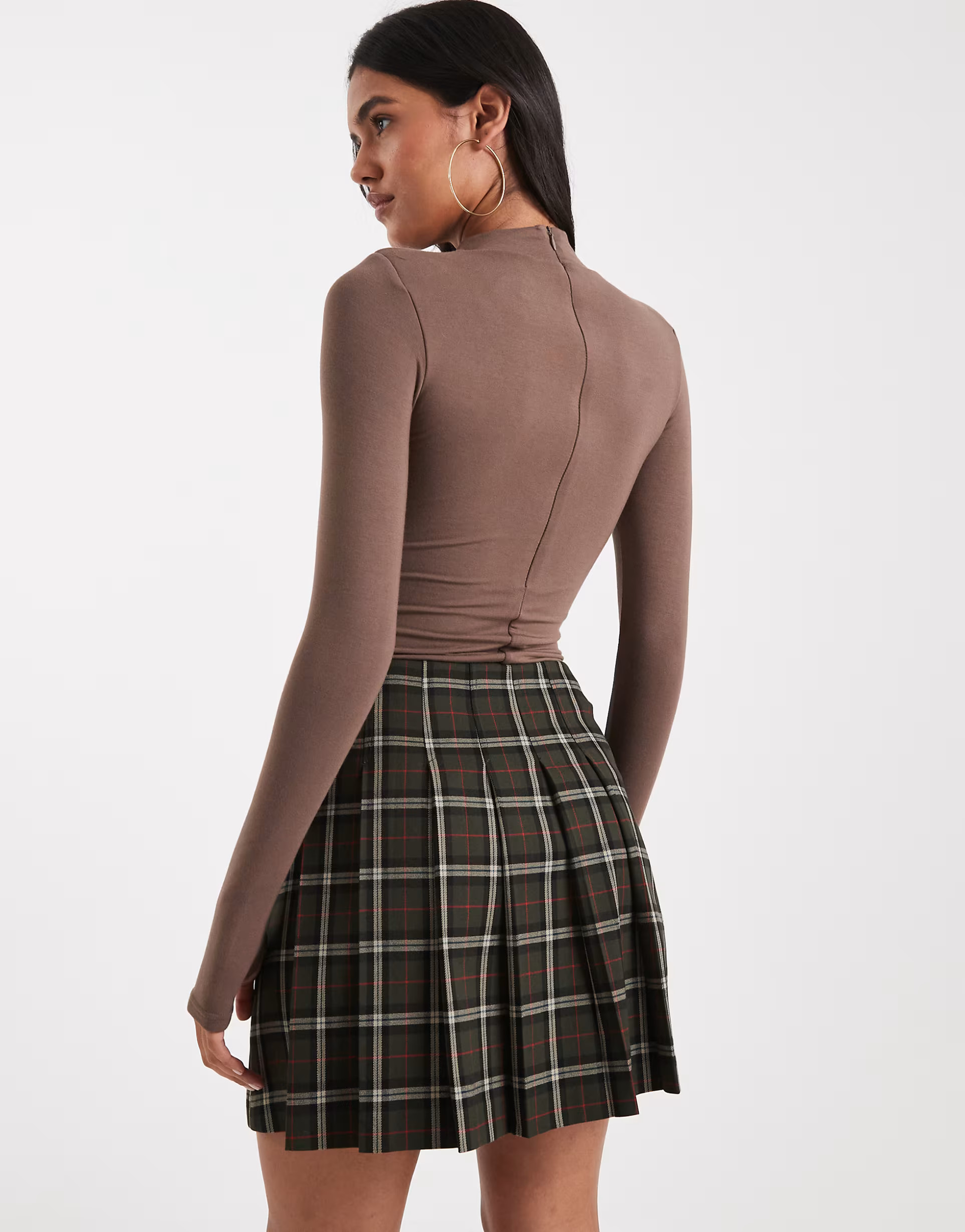 New Look check pleated mini skirt in green | ASOS (Global)